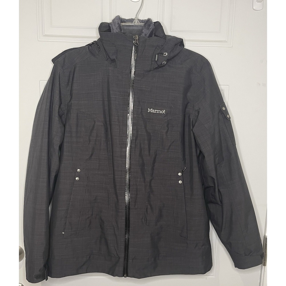 Marmot Membrain Women's Large 3 In 1 Ski Coat Black Gray Waterproof Breathable